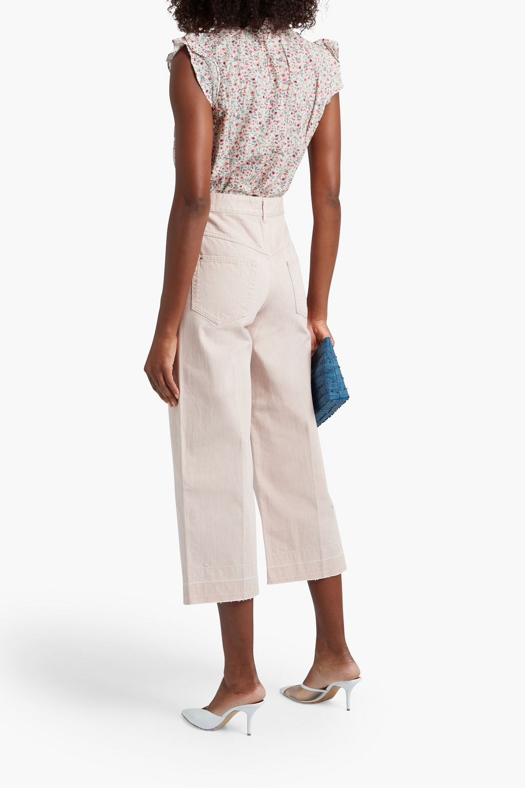 VELVET BY GRAHAM & SPENCER Ruffle-trimmed floral-print cotton-blend top