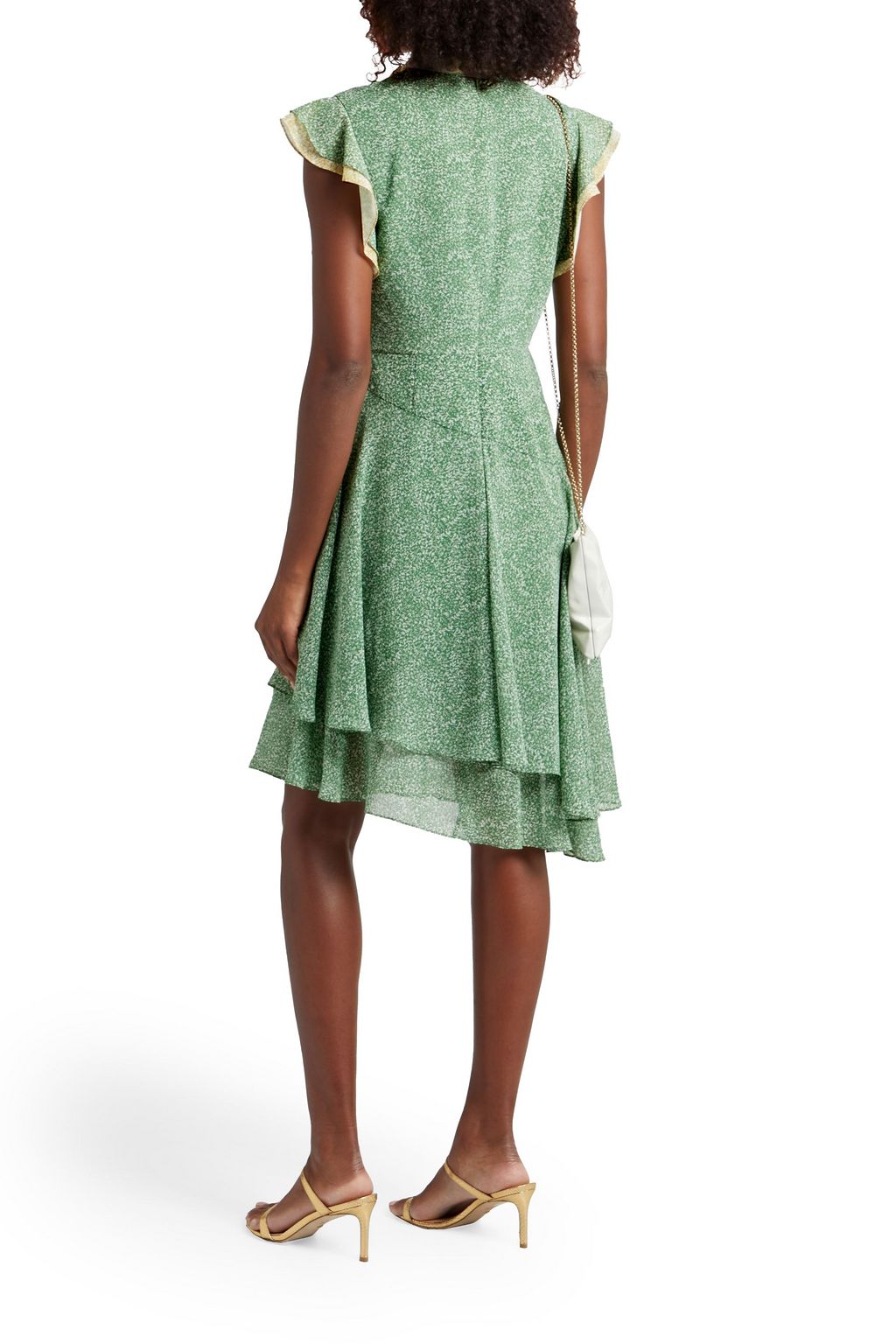 MIKAEL AGHAL Asymmetric tie-neck floral-print chiffon dress