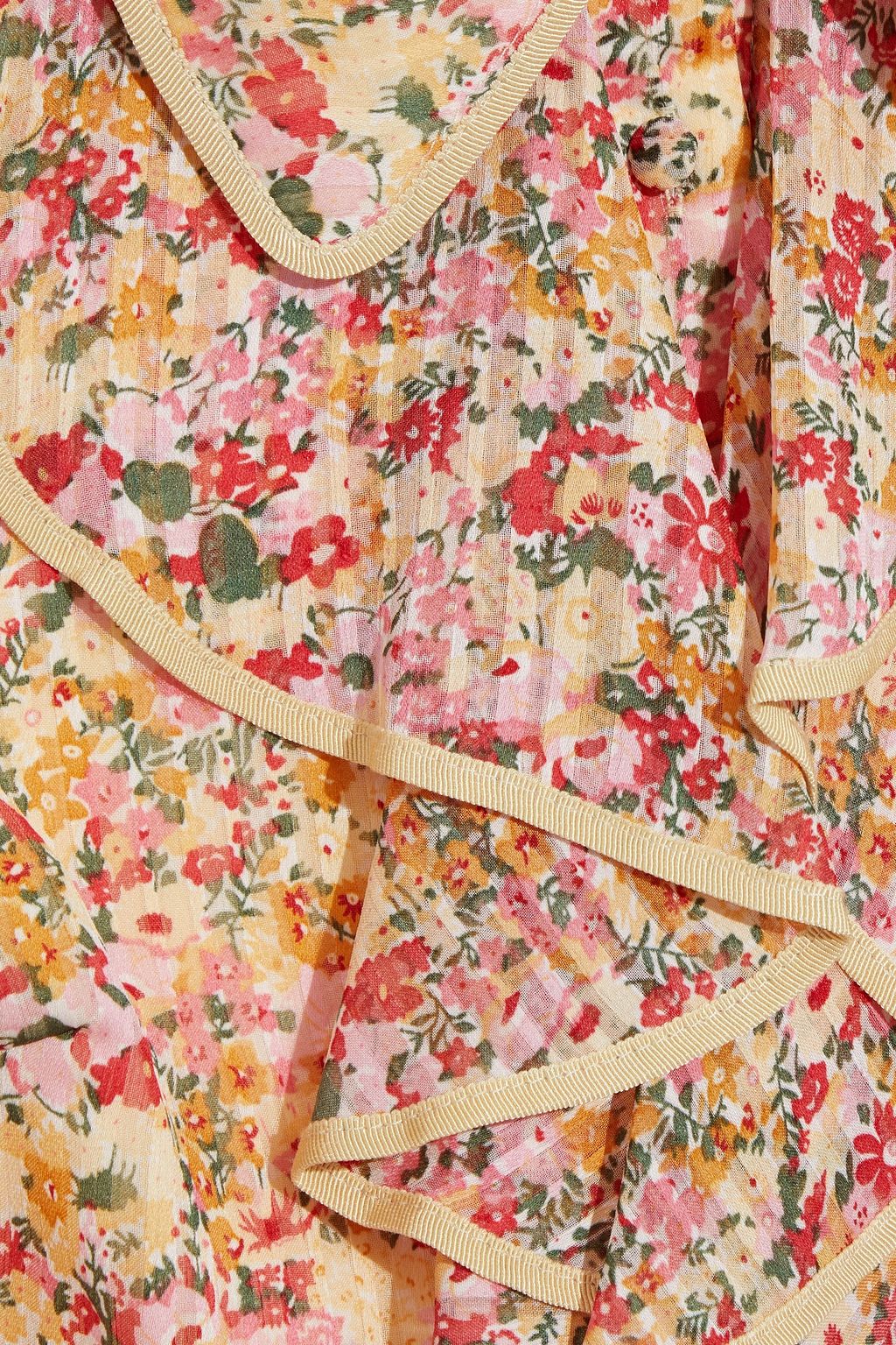 MIKAEL AGHAL Pussy-bow ruffled floral-jacquard dress