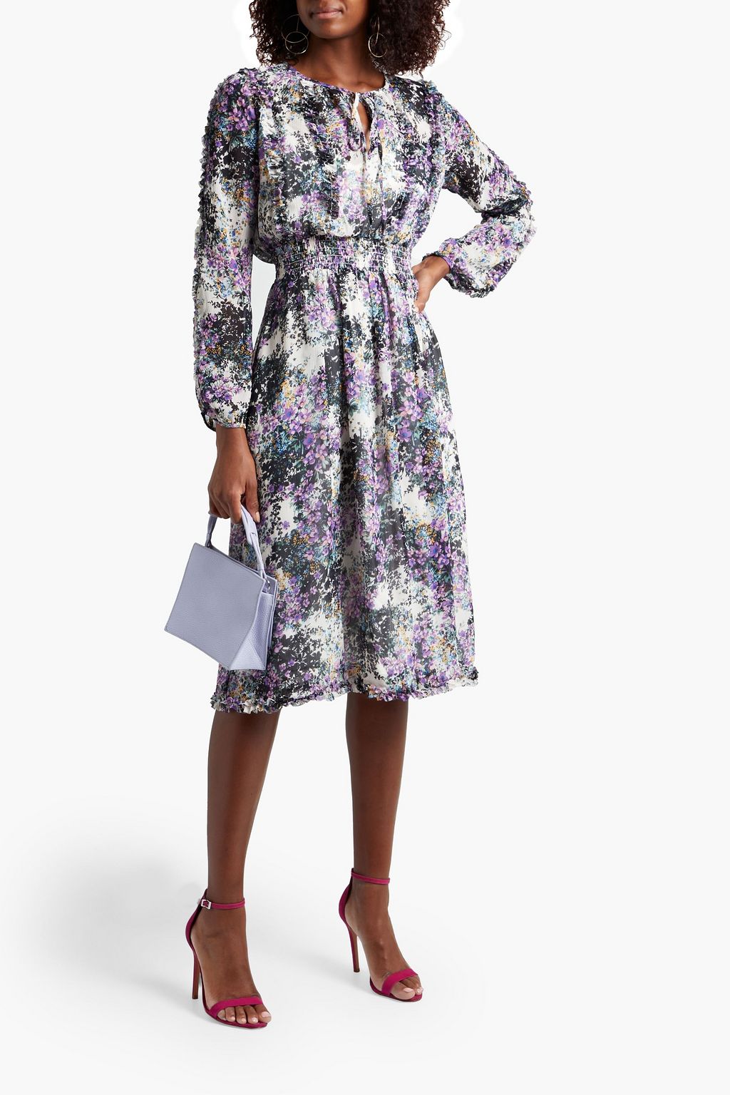 MIKAEL AGHAL Ruffled floral-print georgette dress
