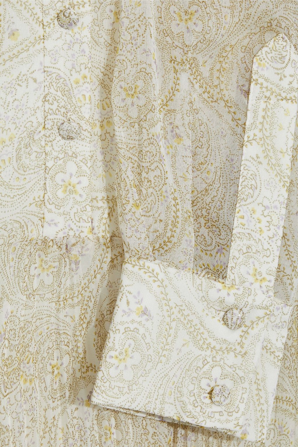 MIKAEL AGHAL Pussy-bow pleated printed georgette dress