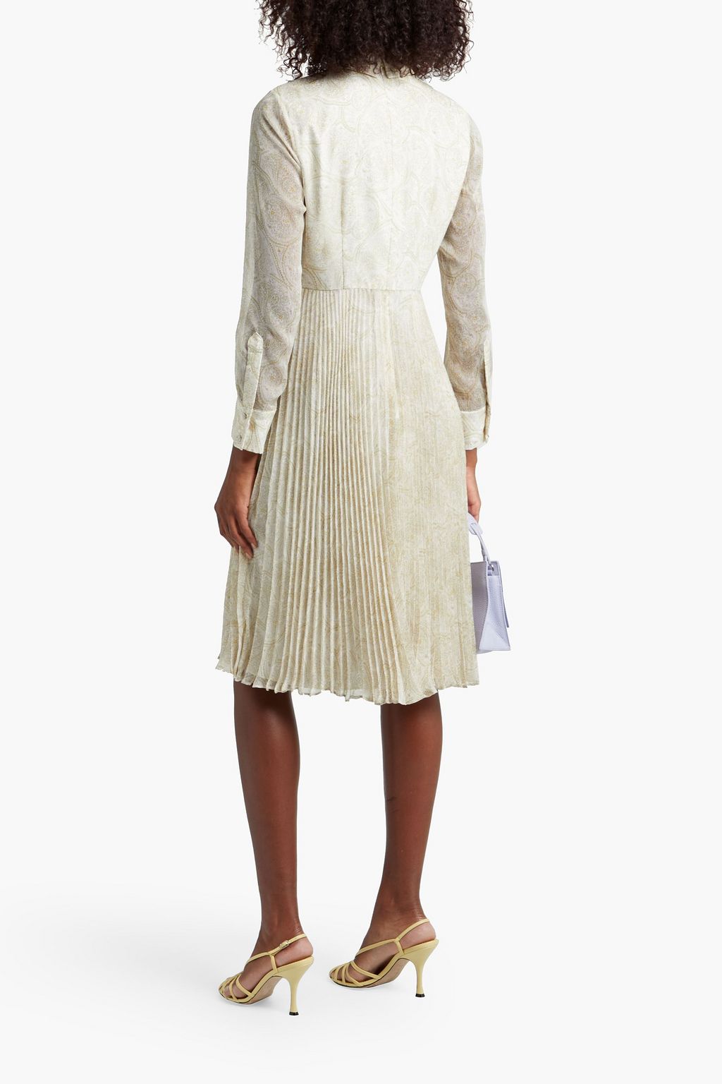 MIKAEL AGHAL Pussy-bow pleated printed georgette dress