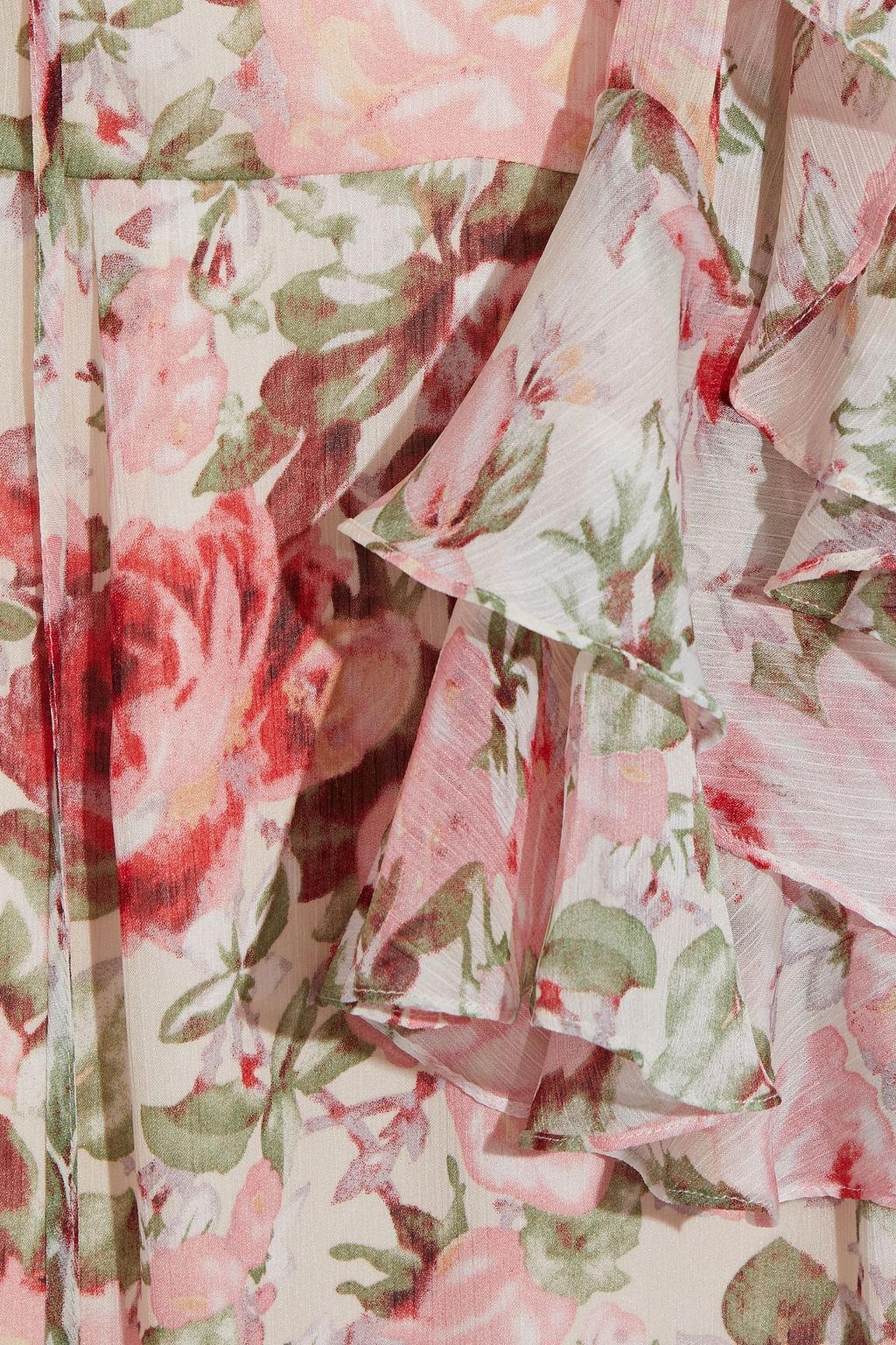 MIKAEL AGHAL Tie-neck ruffled floral-print georgette maxi dress
