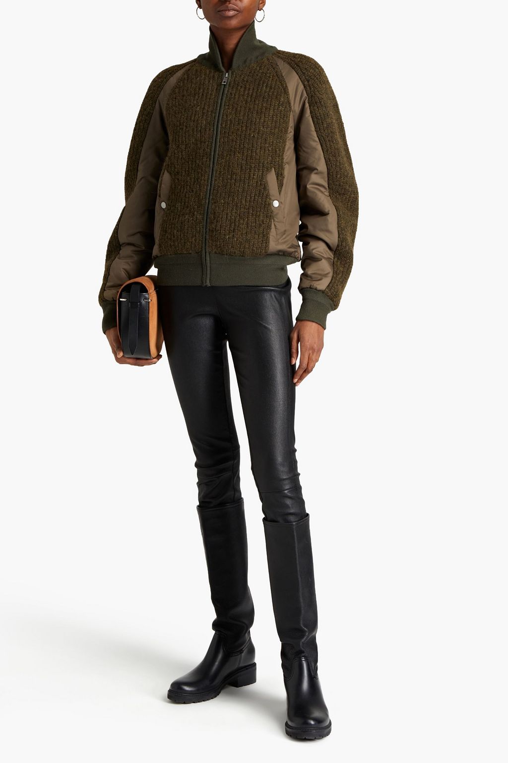 RAG & BONE Oakes knit-paneled shell bomber jacket