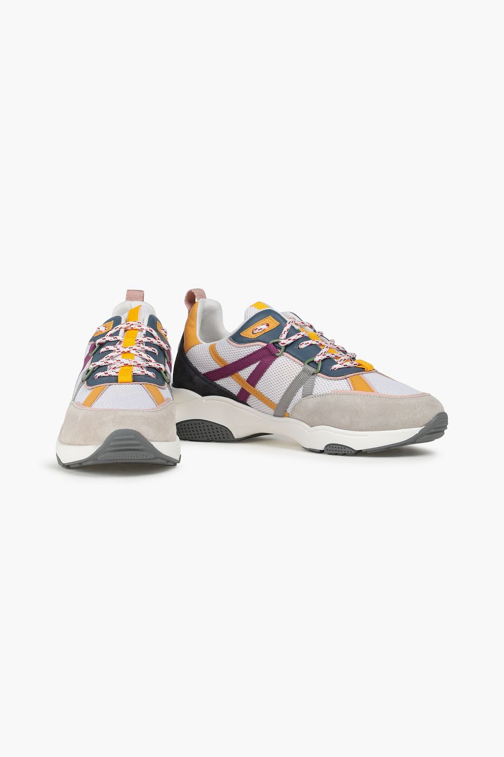 CLAUDIE PIERLOT Mesh, suede and leather sneakers