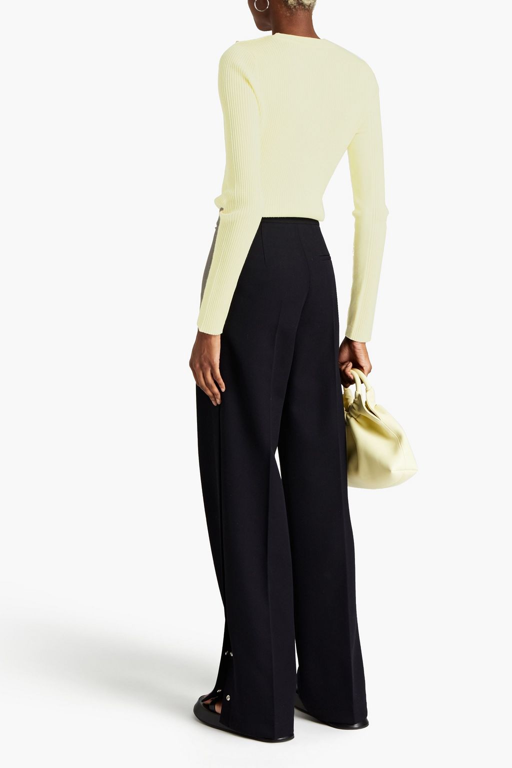 3.1 PHILLIP LIM Button-embellished ribbed merino wool-blend sweater