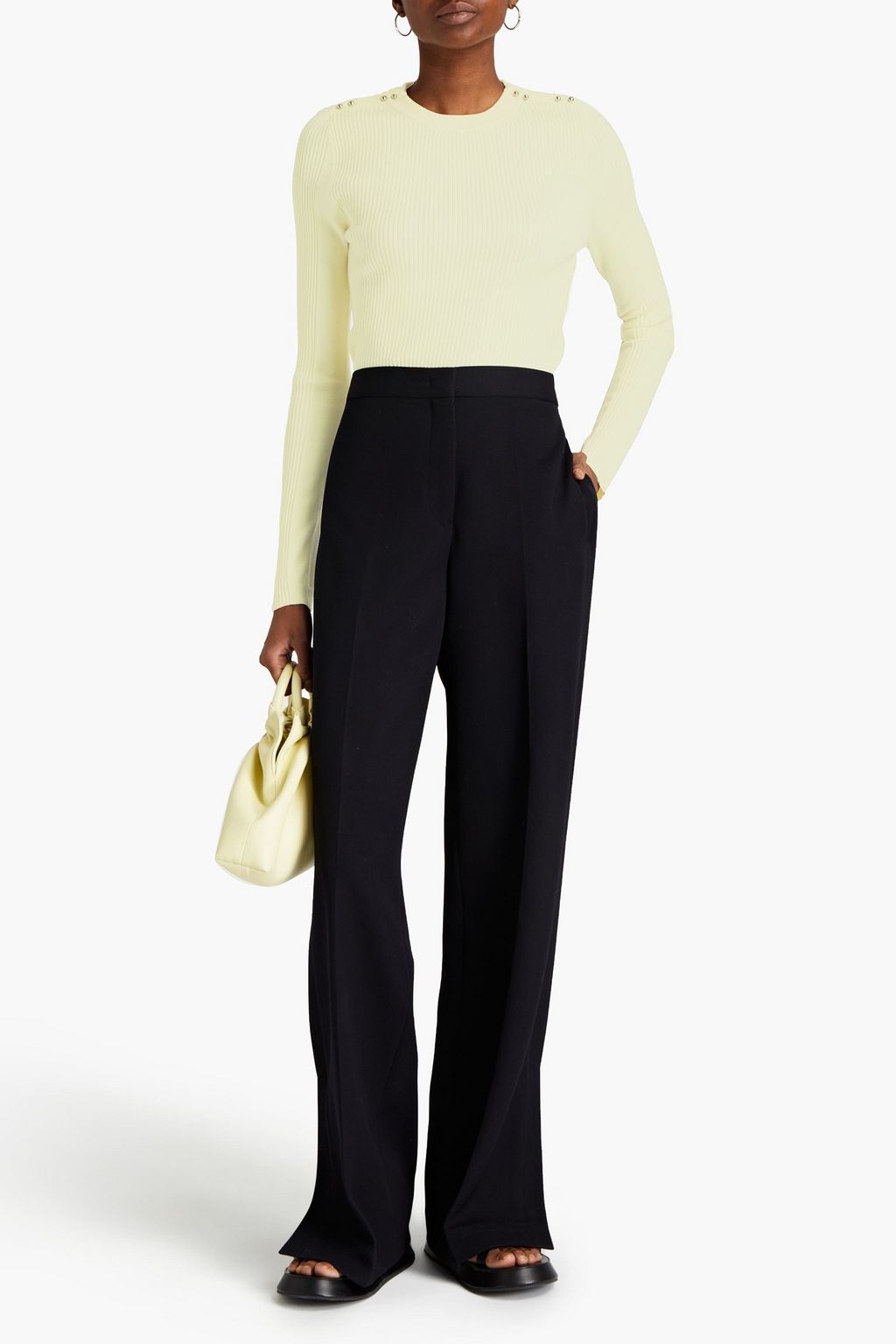 3.1 PHILLIP LIM Button-embellished ribbed merino wool-blend sweater