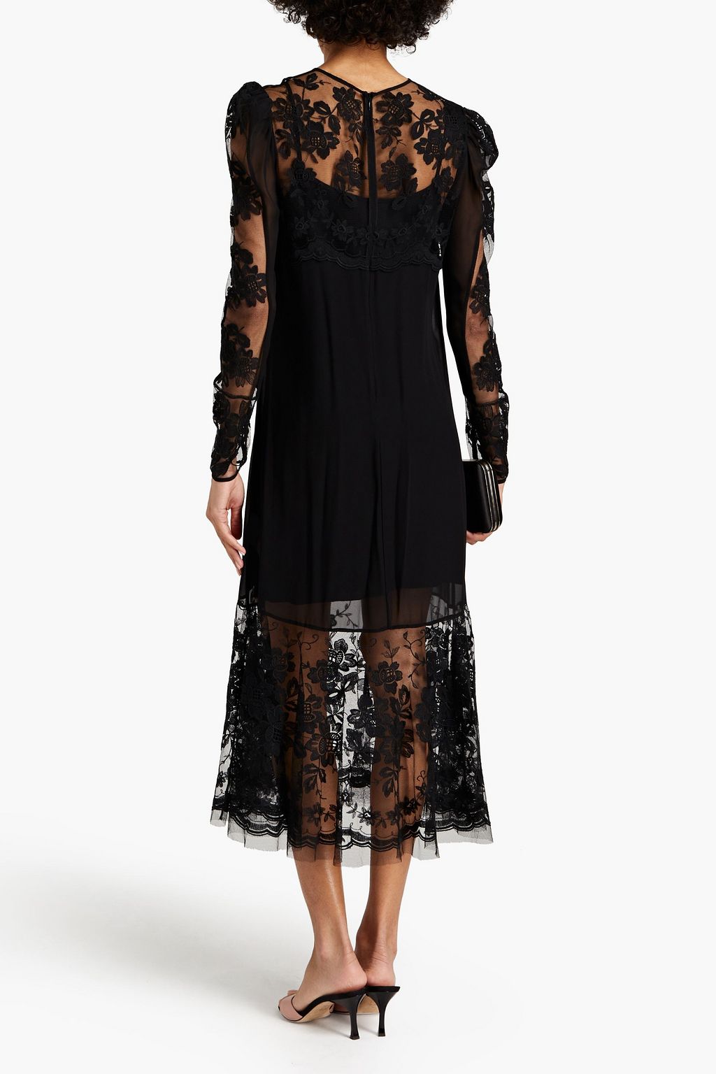 REDVALENTINO Embroidered silk-tulle midi dress