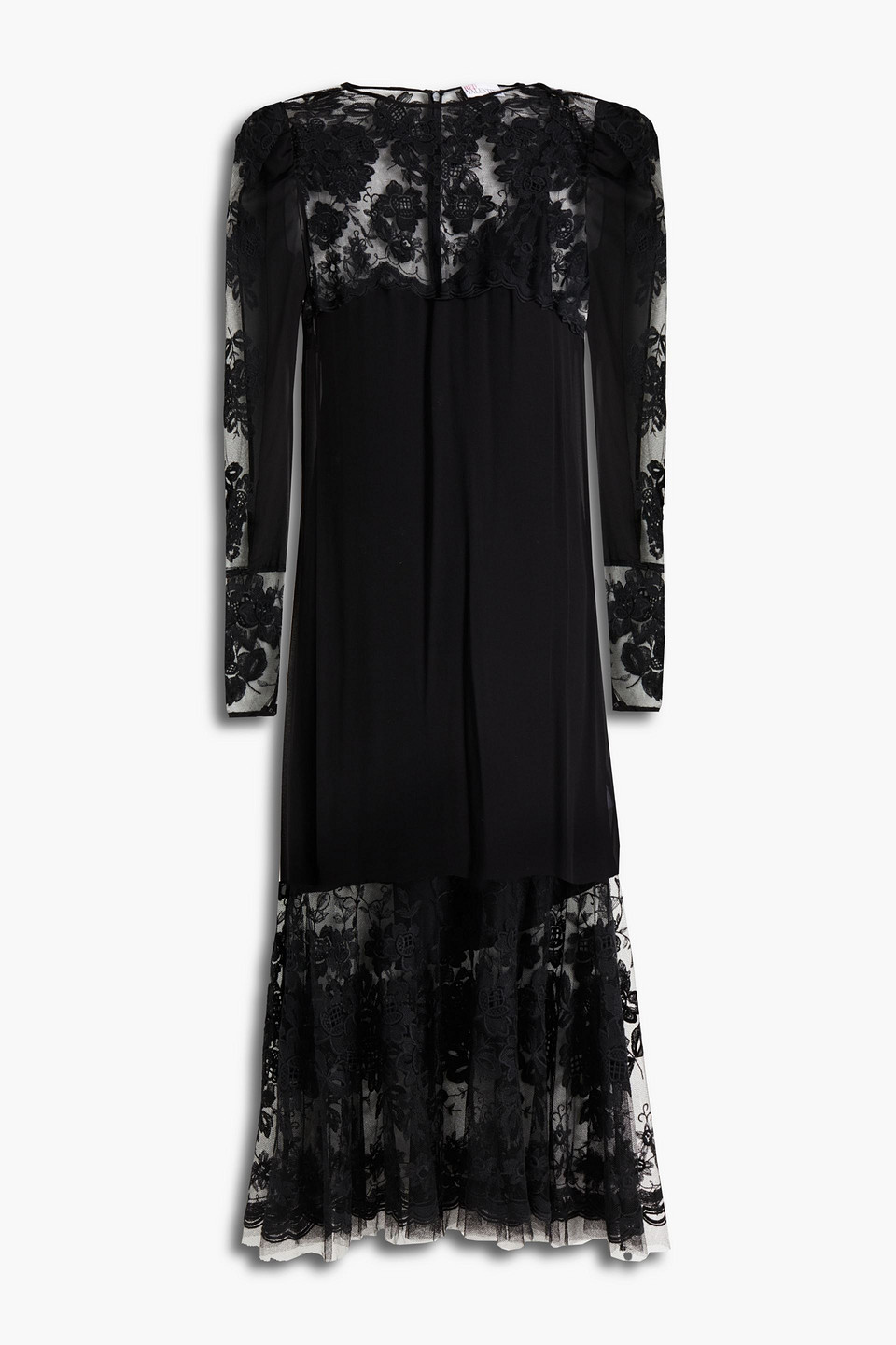 Redvalentino Woman Embroidered Silk-georgette And Tulle Midi Dress Black Size 42