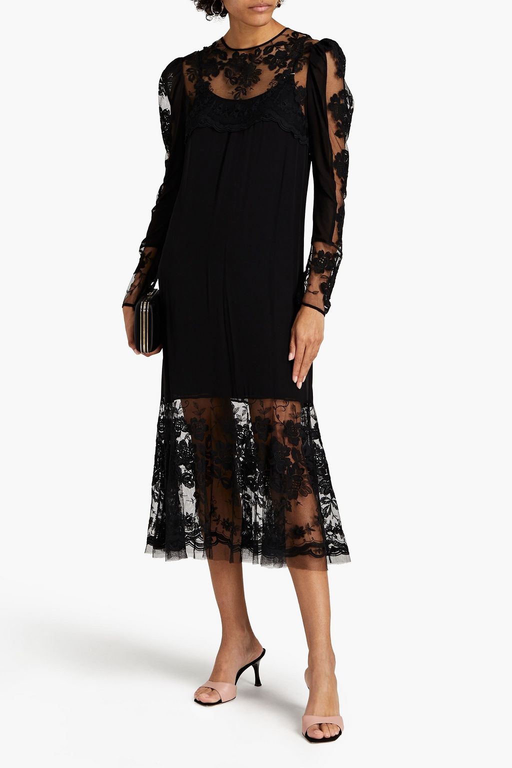 REDVALENTINO Embroidered silk-tulle midi dress