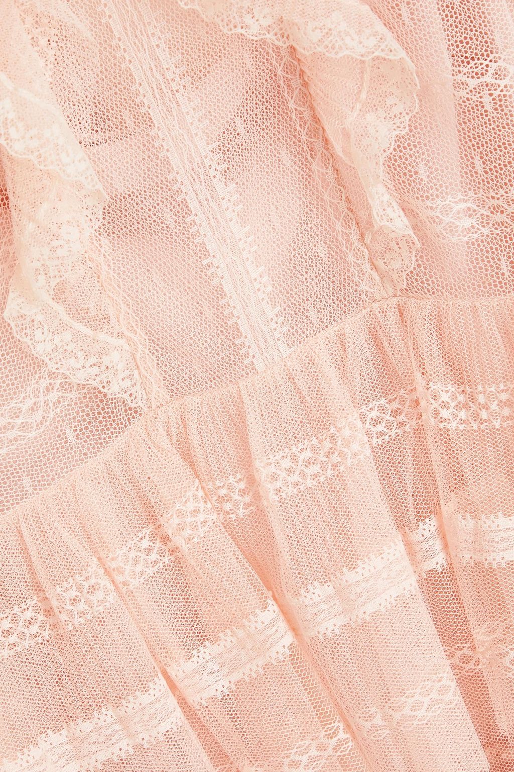 REDVALENTINO Tiered lace-trimmed tulle mini dress