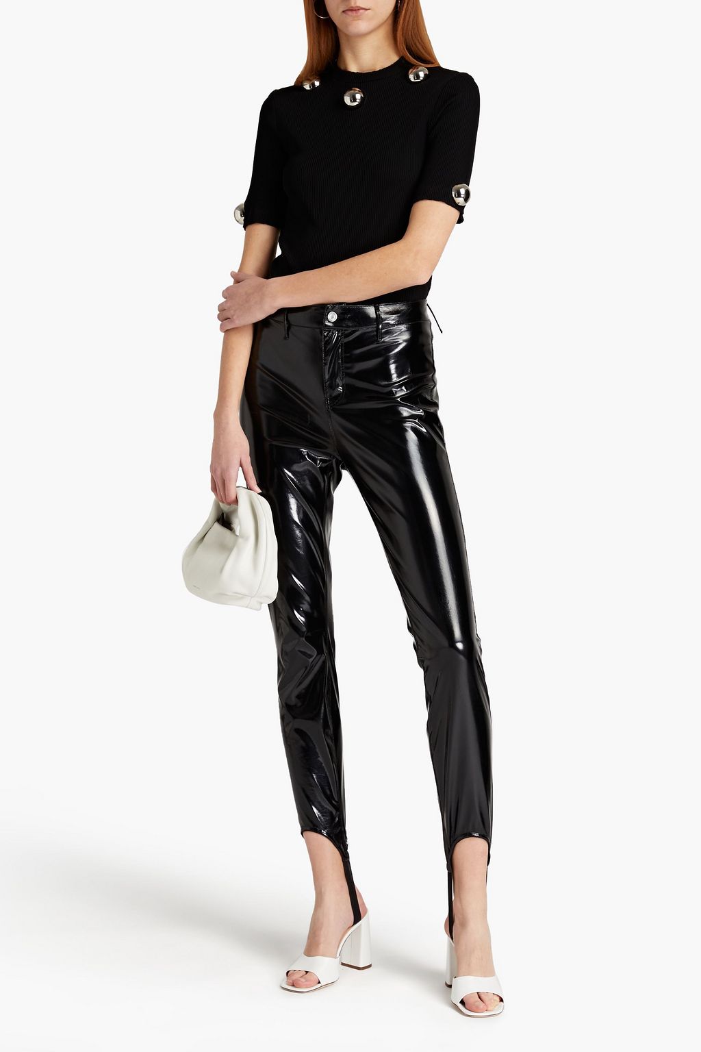 CHRISTOPHER KANE Studded ribbed jersey top