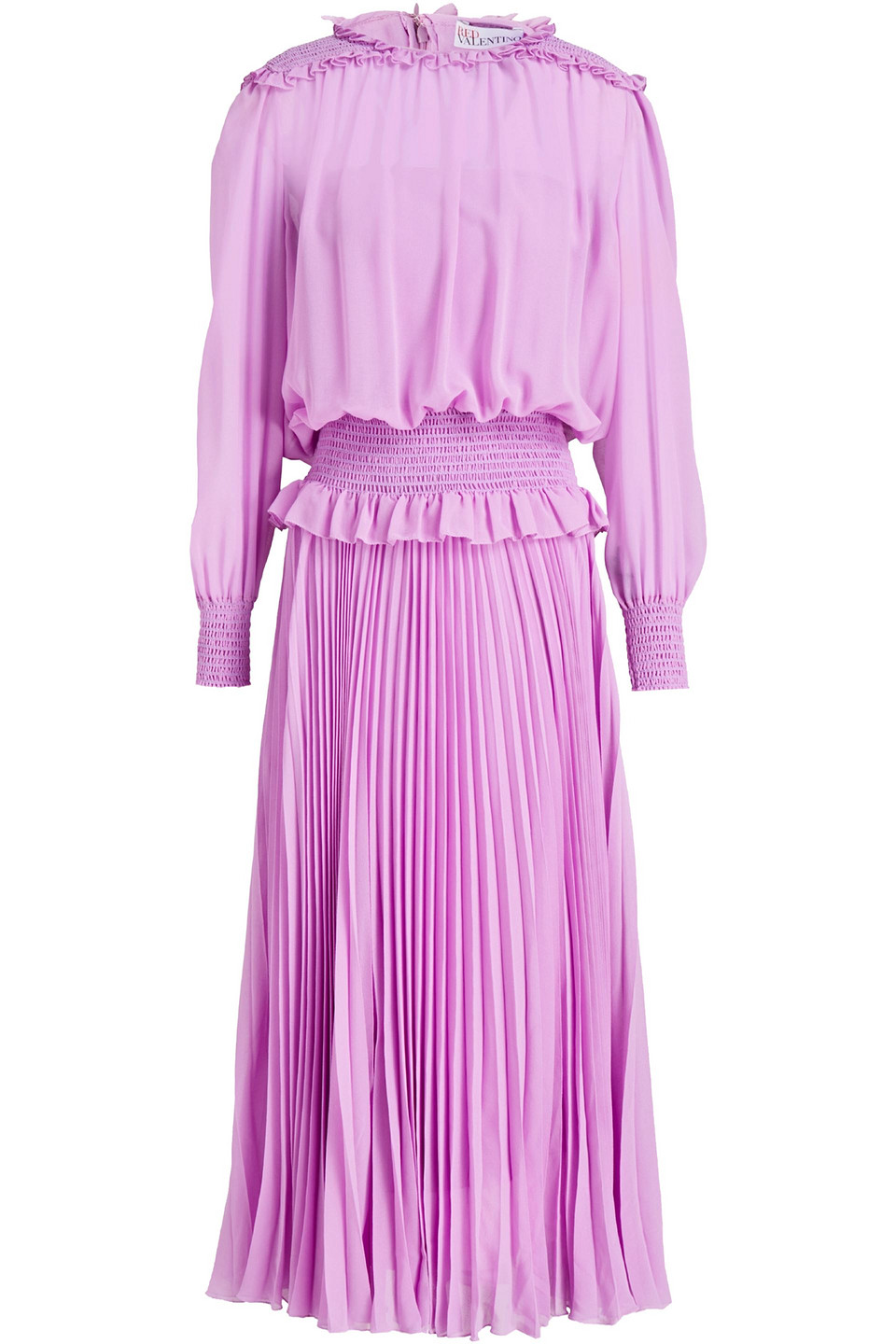 Redvalentino Woman Shirred Pleated Georgette Maxi Dress Magenta Size 40