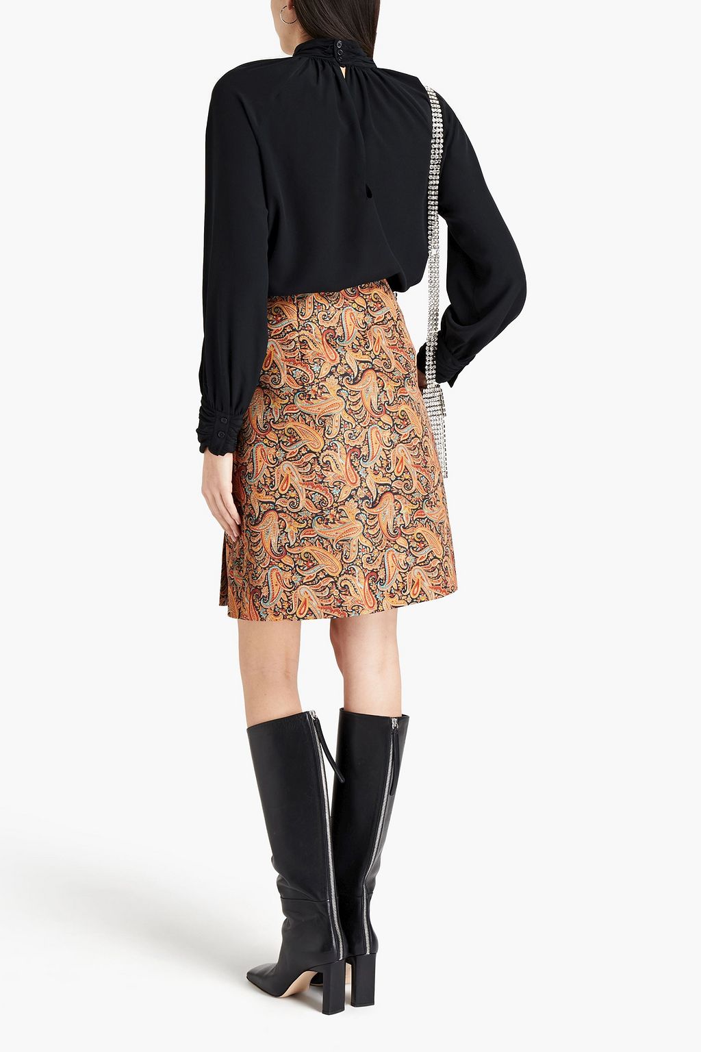 CHRISTOPHER KANE Printed satin mini wrap skirt