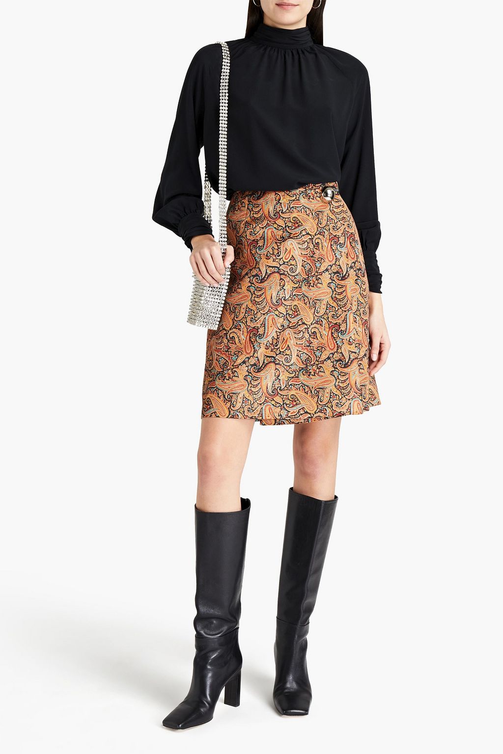 CHRISTOPHER KANE Printed satin mini wrap skirt