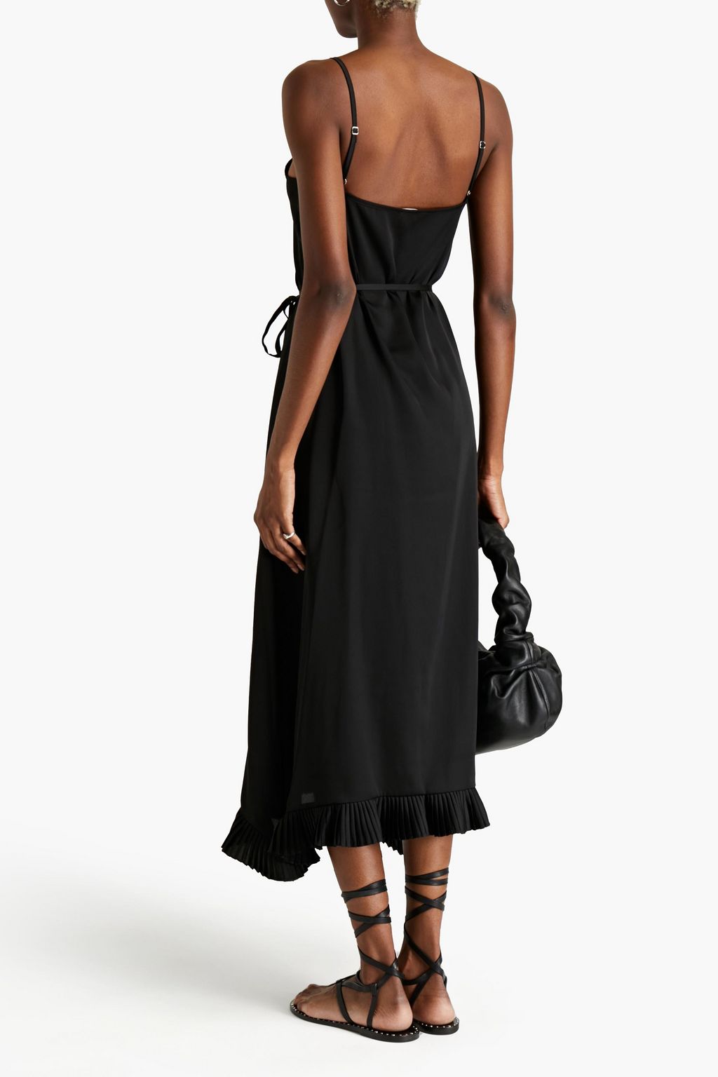 CLAUDIE PIERLOT Roucas pleated satin midi slip dress