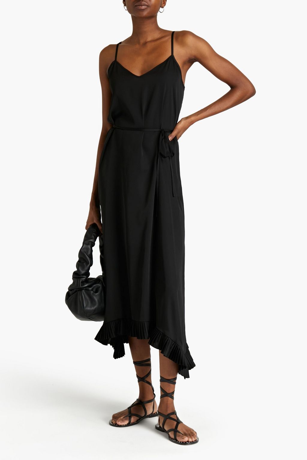 CLAUDIE PIERLOT Roucas pleated satin midi slip dress