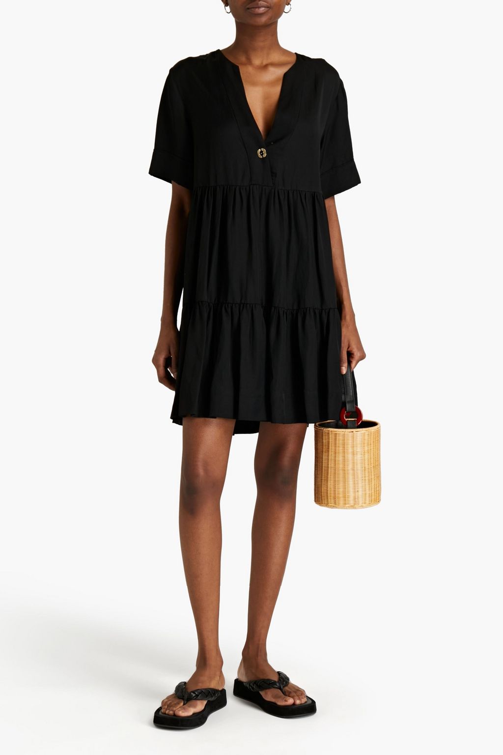 CLAUDIE PIERLOT Rigole oversized embellished shantung mini dress