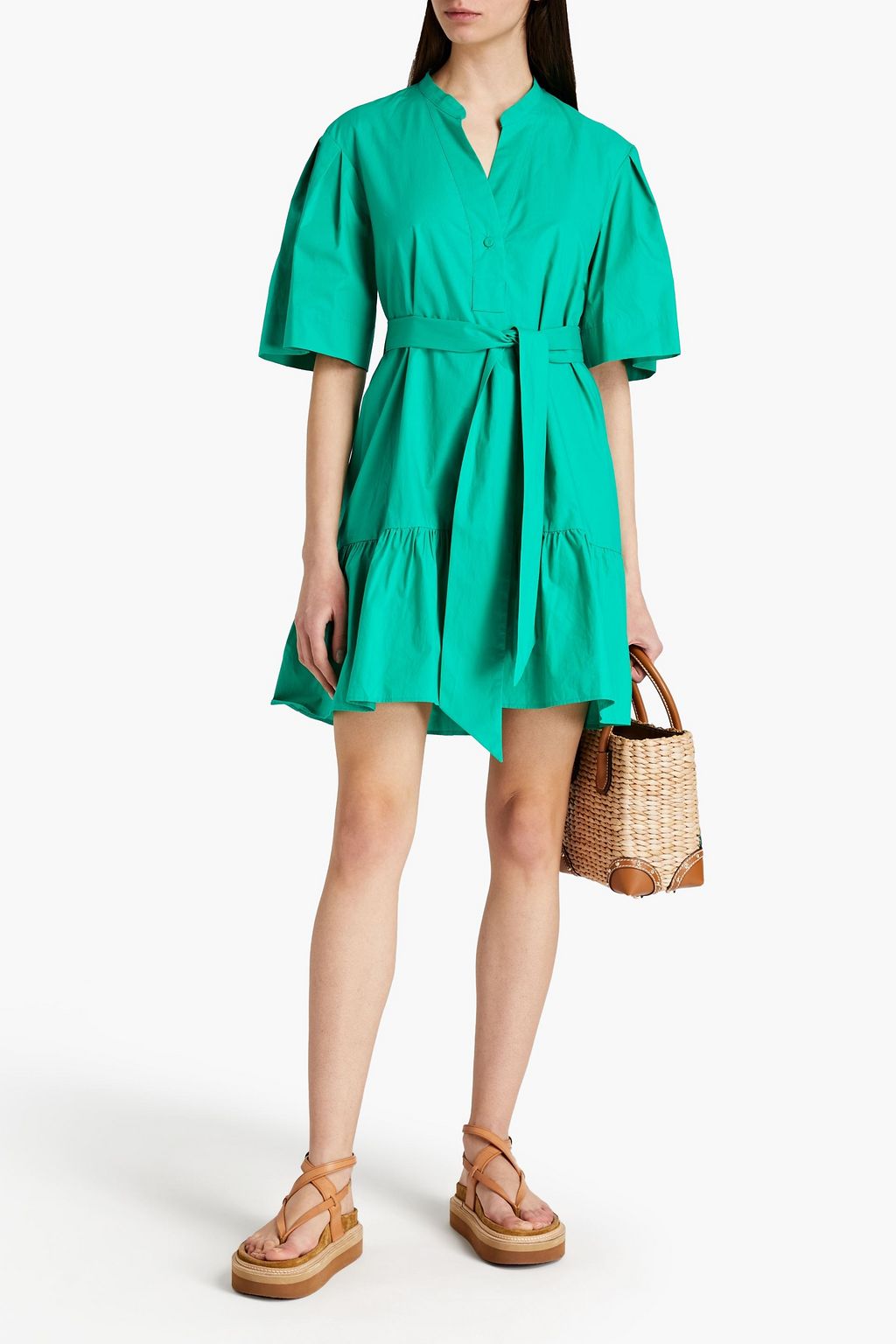 CLAUDIE PIERLOT Rafaela gathered cotton-poplin mini dress