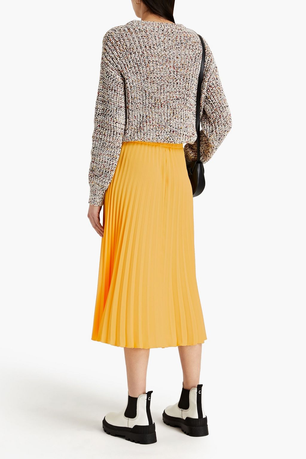 REDVALENTINO Pleated crepe midi skirt