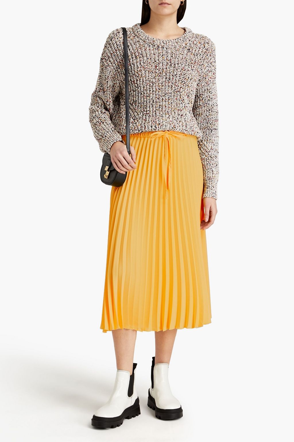 REDVALENTINO Pleated crepe midi skirt