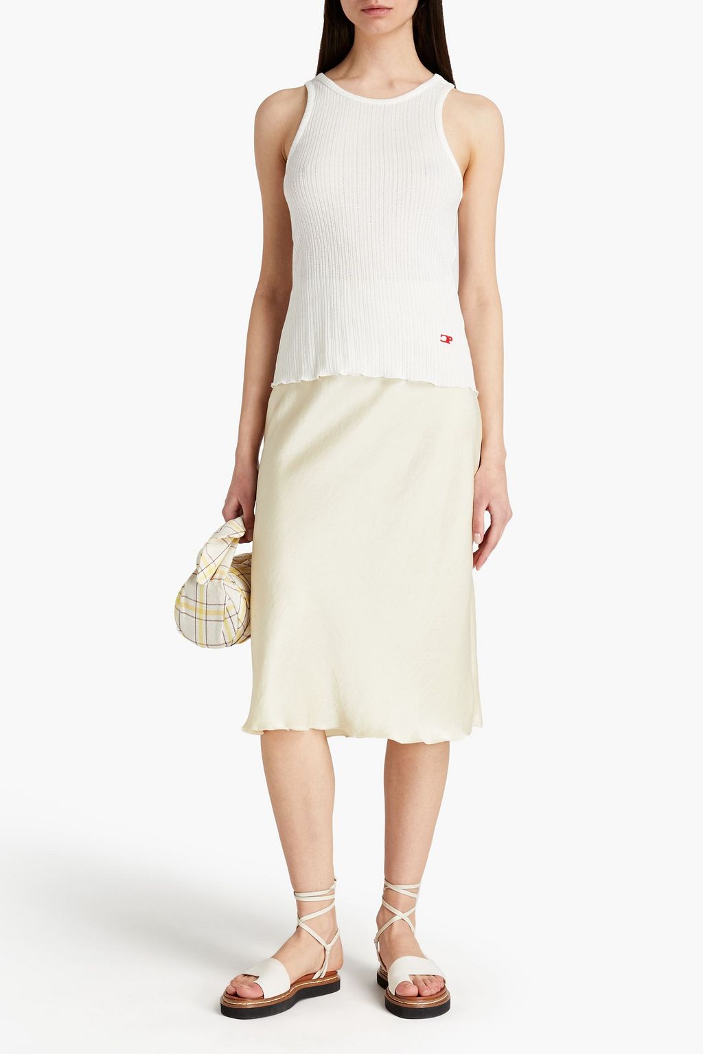 CLAUDIE PIERLOT Pointelle-knit cotton and modal-blend tank