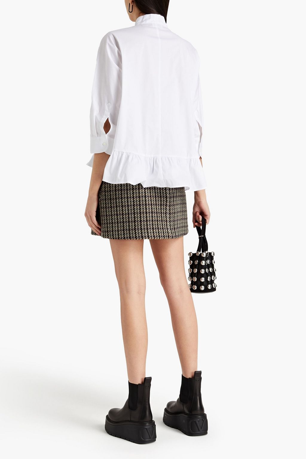 REDVALENTINO Wool-blend tweed mini skirt