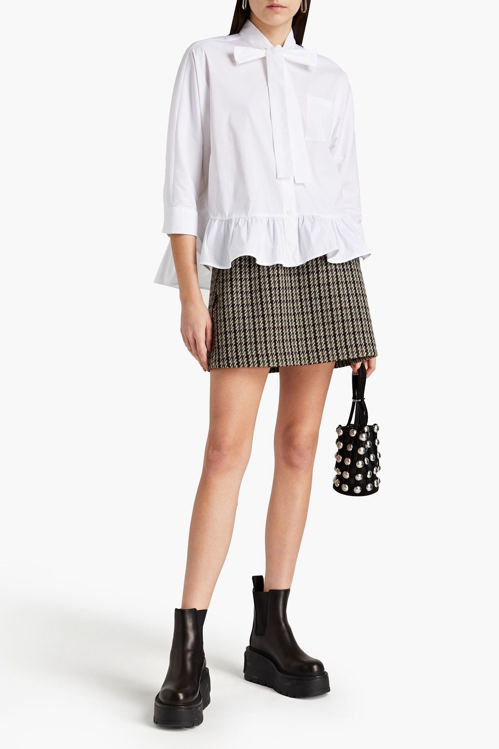 REDVALENTINO Wool-blend tweed mini skirt