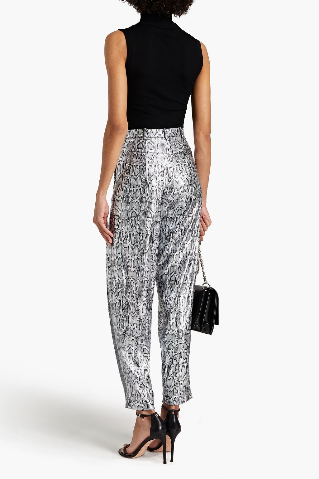 CHRISTOPHER KANE Embellished metallic snake-print jersey tapered pants