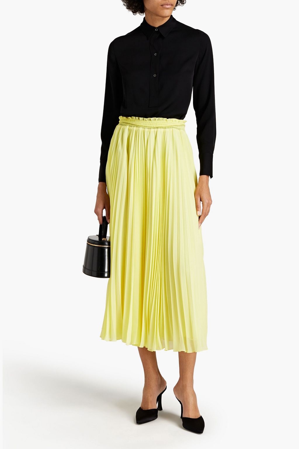 REDVALENTINO Pleated georgette midi skirt