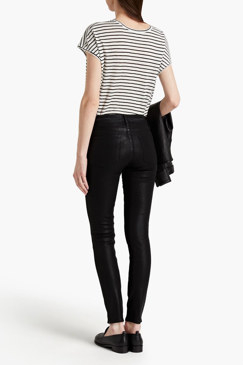 FRAME Le Skinny de Jeanne halbhohe Skinny Jeans mit Beschichtung