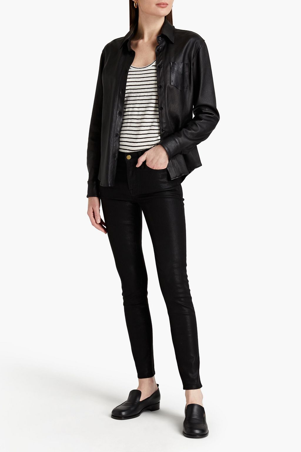 FRAME Le Skinny de Jeanne halbhohe Skinny Jeans mit Beschichtung