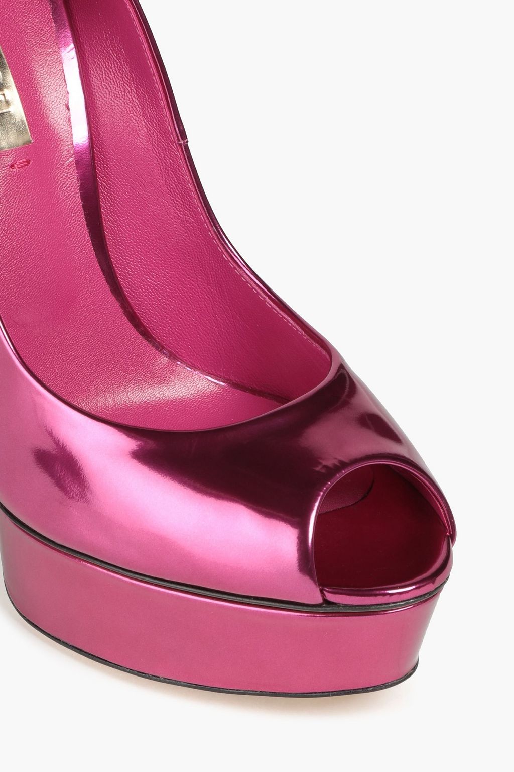 CASADEI Mirrored-leather platform pumps
