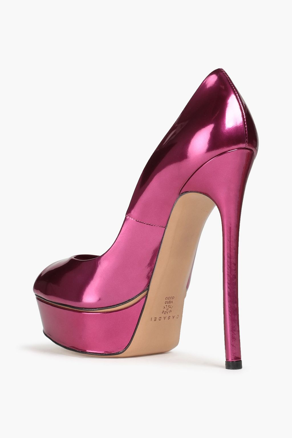 CASADEI Mirrored-leather platform pumps