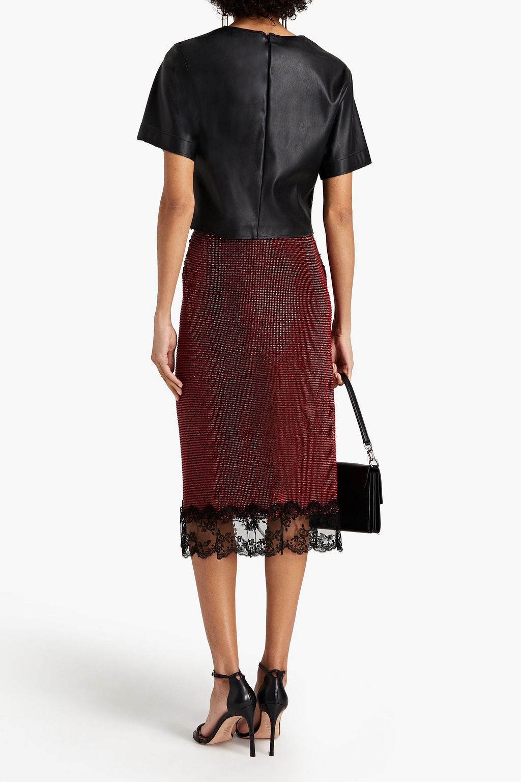 CHRISTOPHER KANE Crystal-embellished crepe de chine wrap skirt