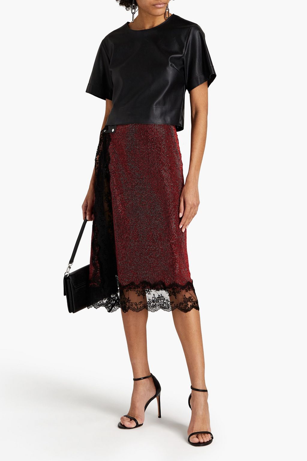 CHRISTOPHER KANE Crystal-embellished crepe de chine wrap skirt