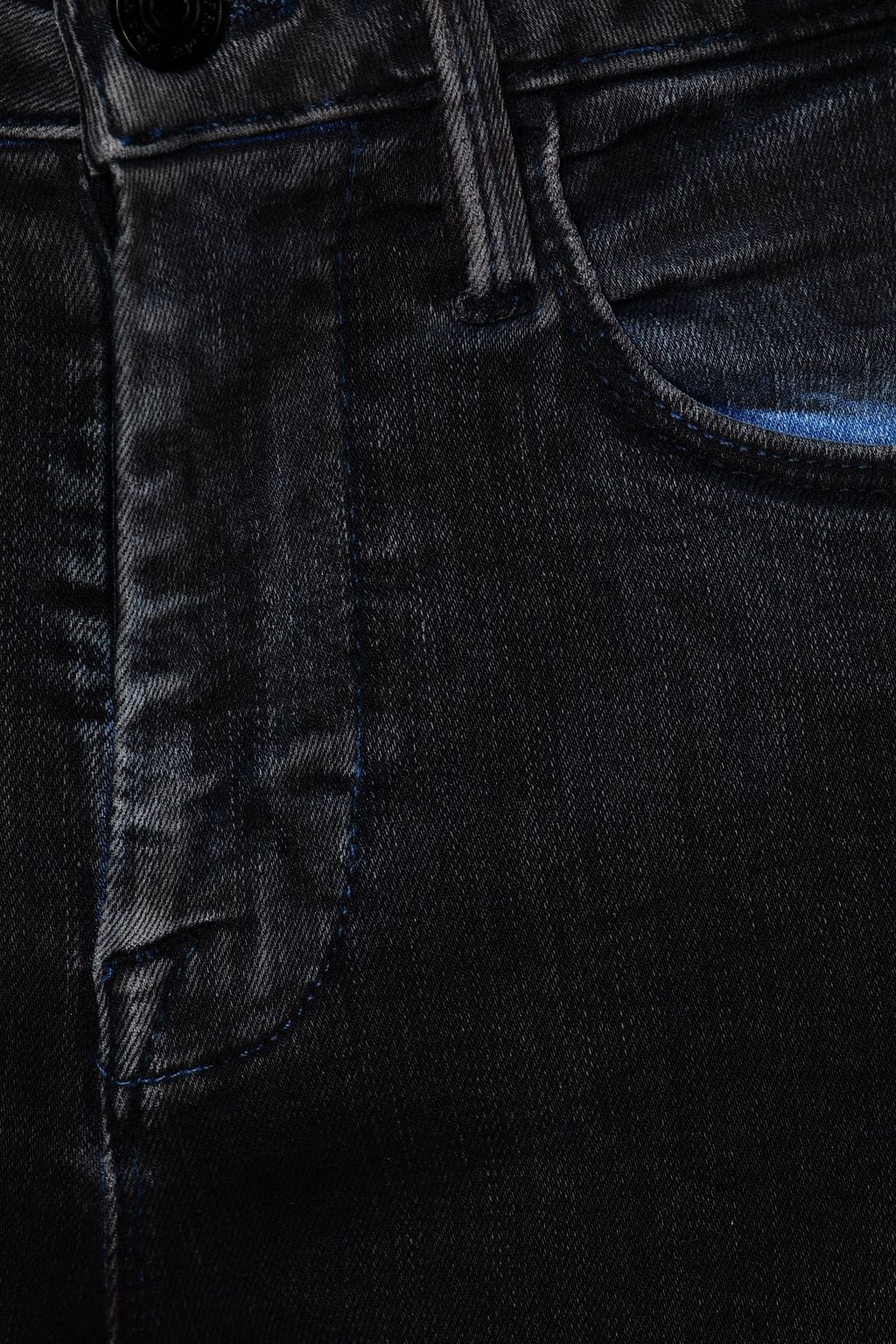 FRAME Le One zweifarbige, hoch sitzende Skinny Jeans in ausgewaschener Optik