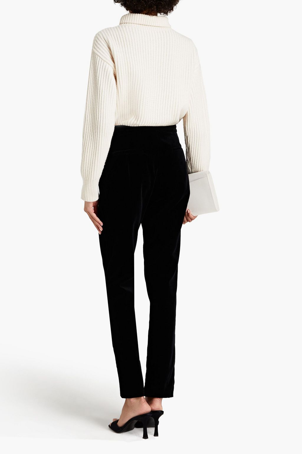 CHRISTOPHER KANE Embellished cotton and modal-blend velvet tapered pants