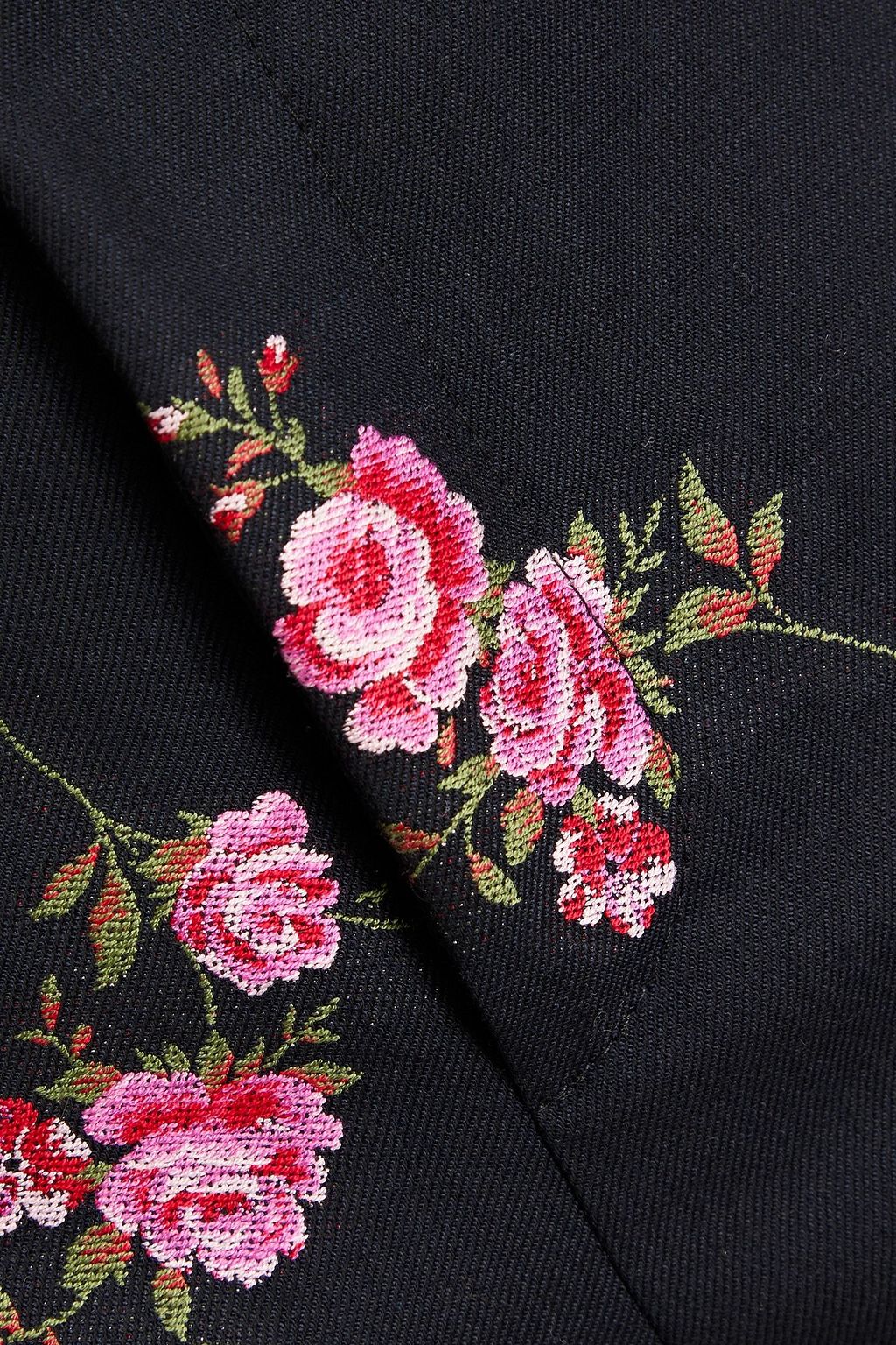 REDVALENTINO Floral-appliquéd wool-blend twill tapered pants