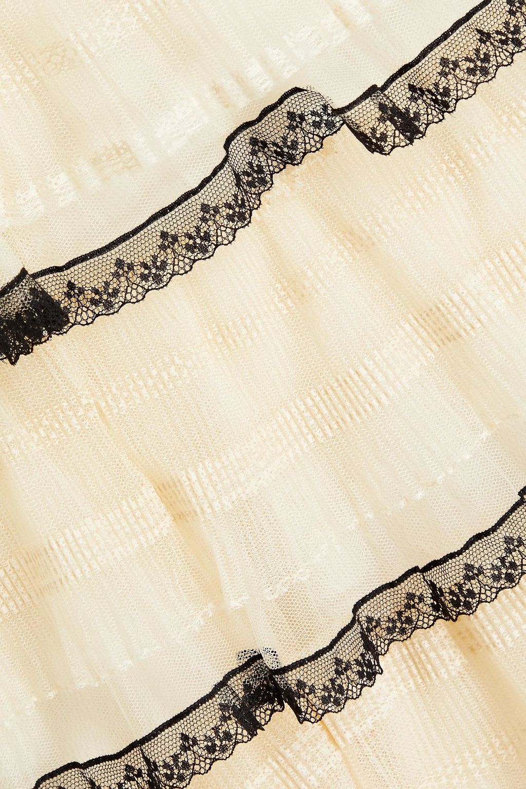 REDVALENTINO Tiered lace-trimmed tulle maxi skirt