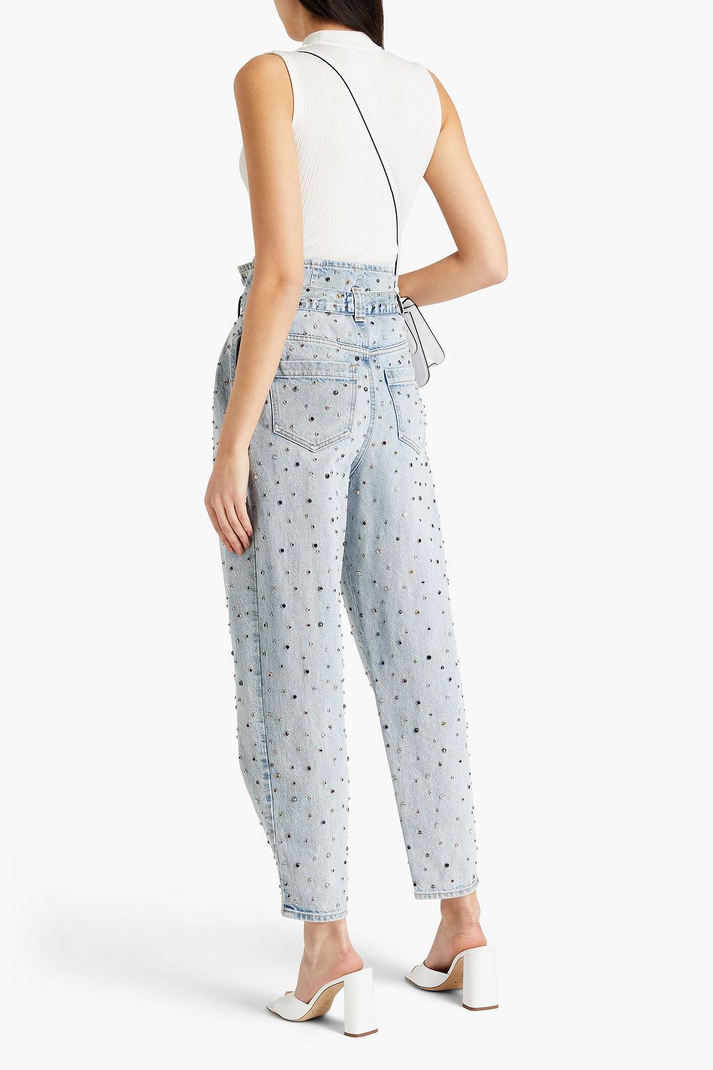REDVALENTINO Crystal-embellished high-rise tapered jeans