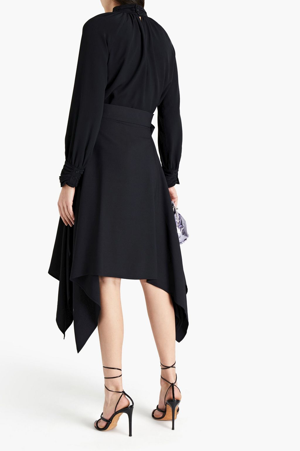 CHRISTOPHER KANE Ruffled satin-paneled crepe midi skirt