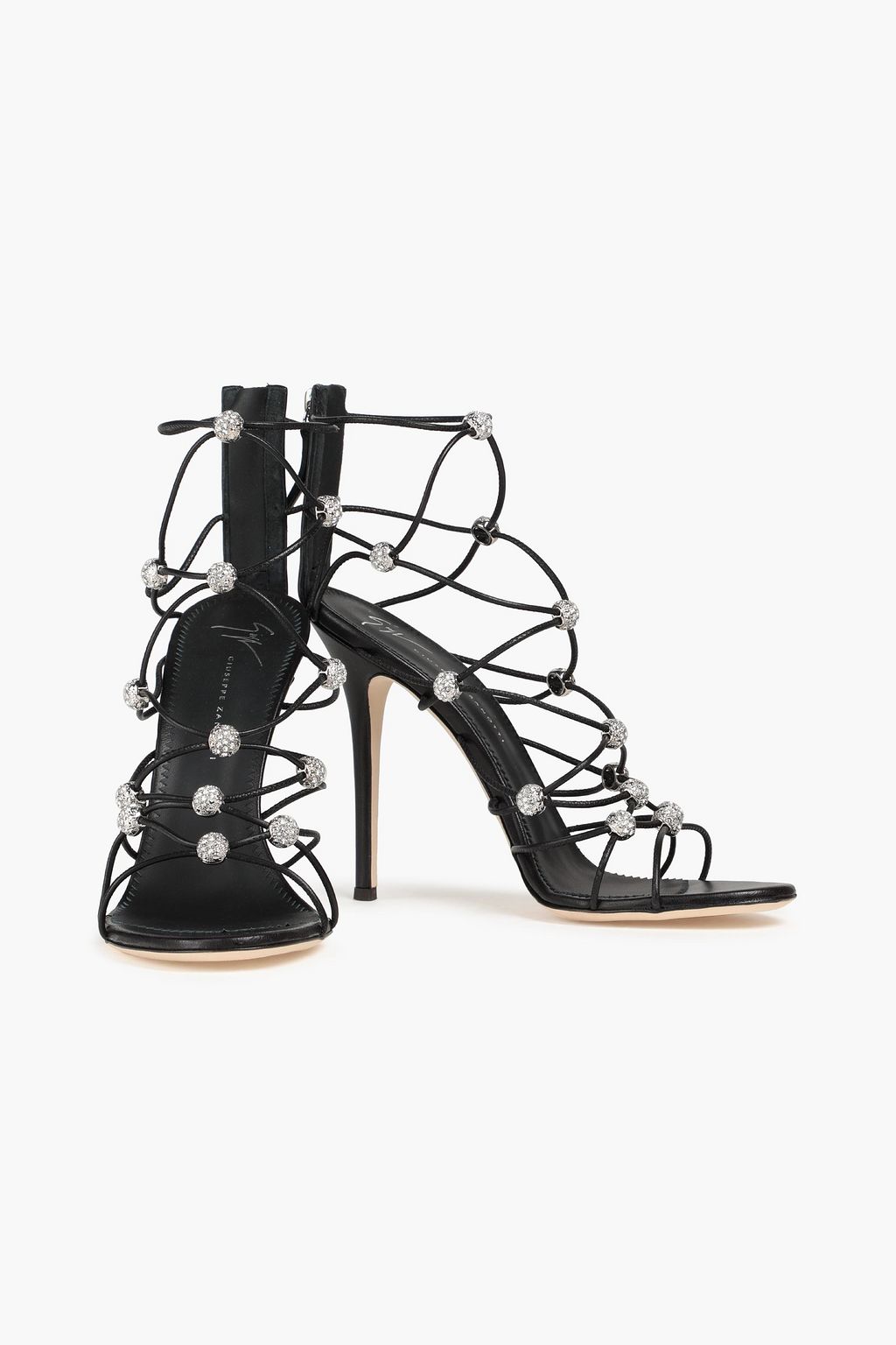 GIUSEPPE ZANOTTI Crystal-embellished leather sandals