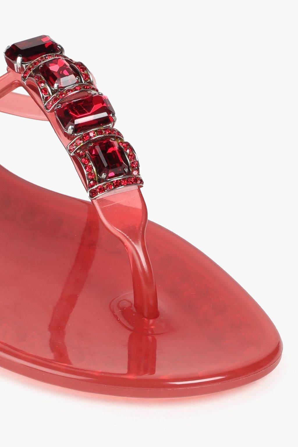 CASADEI Crystal-embellished rubber slingback sandals