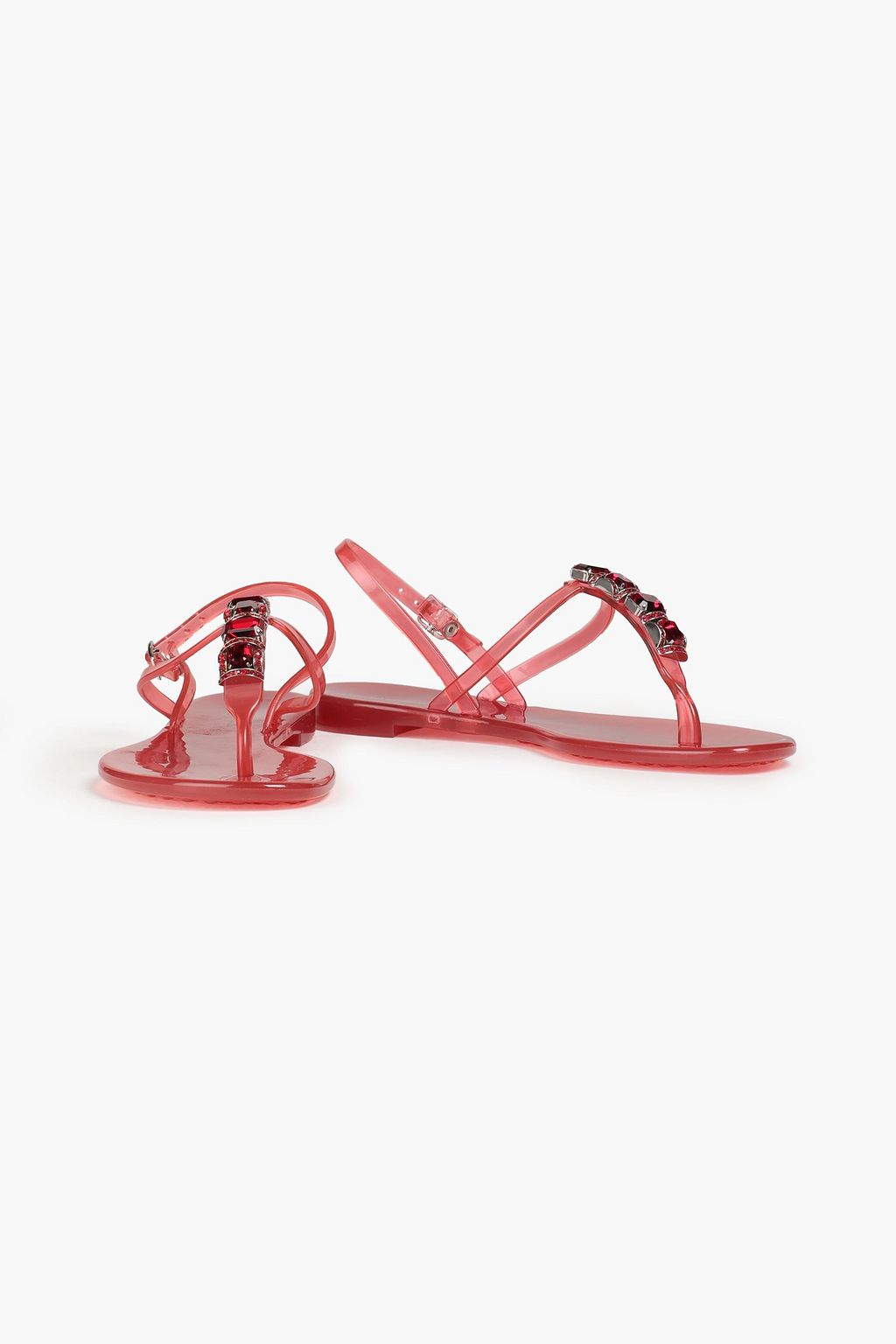 CASADEI Crystal-embellished rubber slingback sandals