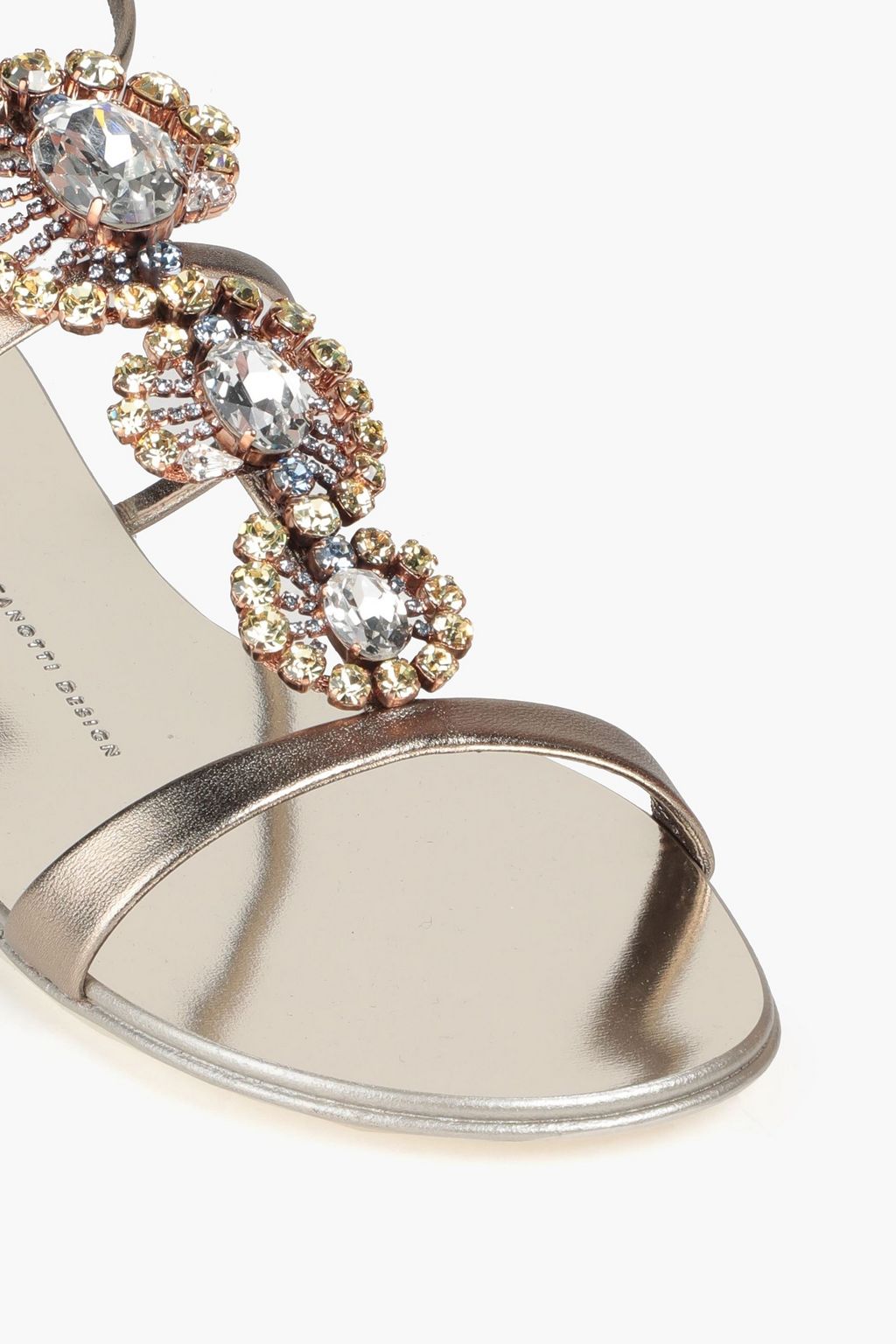 GIUSEPPE ZANOTTI Crystal-embellished metallic leather sandals