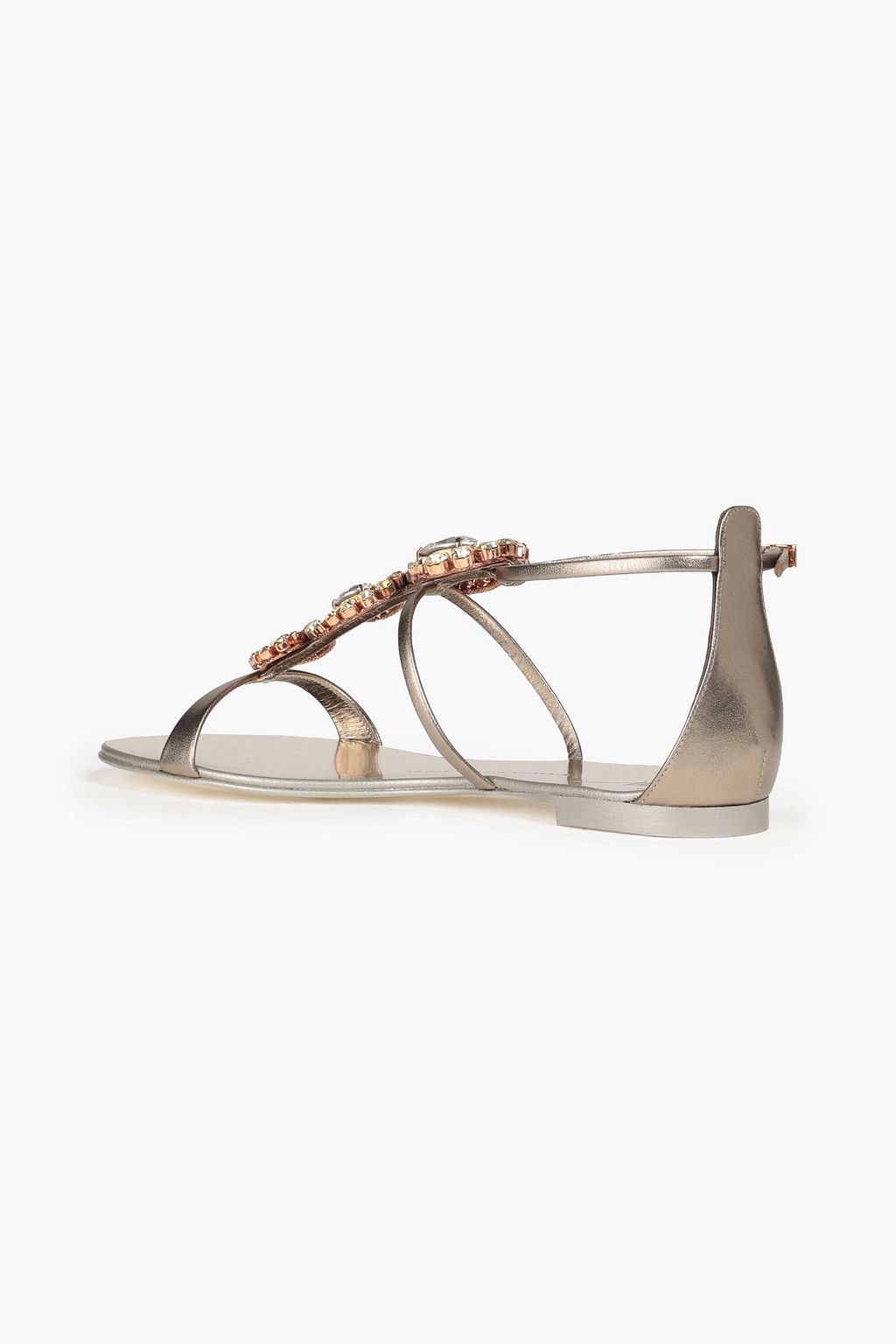 GIUSEPPE ZANOTTI Crystal-embellished metallic leather sandals