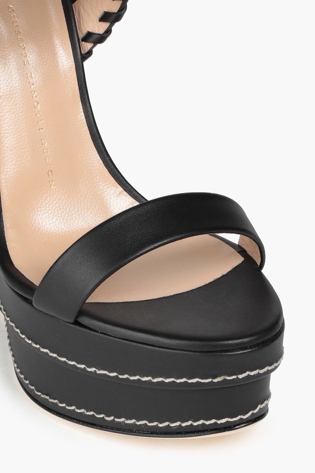 GIUSEPPE ZANOTTI Whipstitched leather wedge sandals
