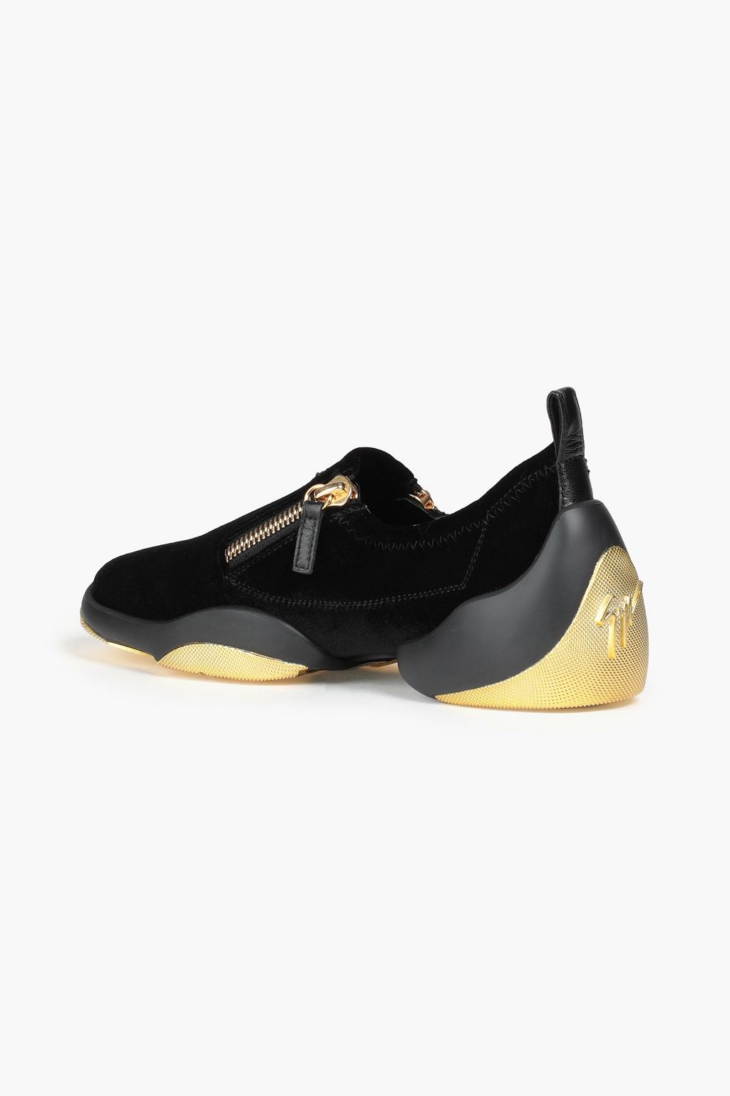 GIUSEPPE ZANOTTI Zip-detailed velvet sneakers