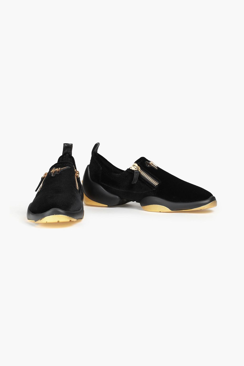 GIUSEPPE ZANOTTI Zip-detailed velvet sneakers